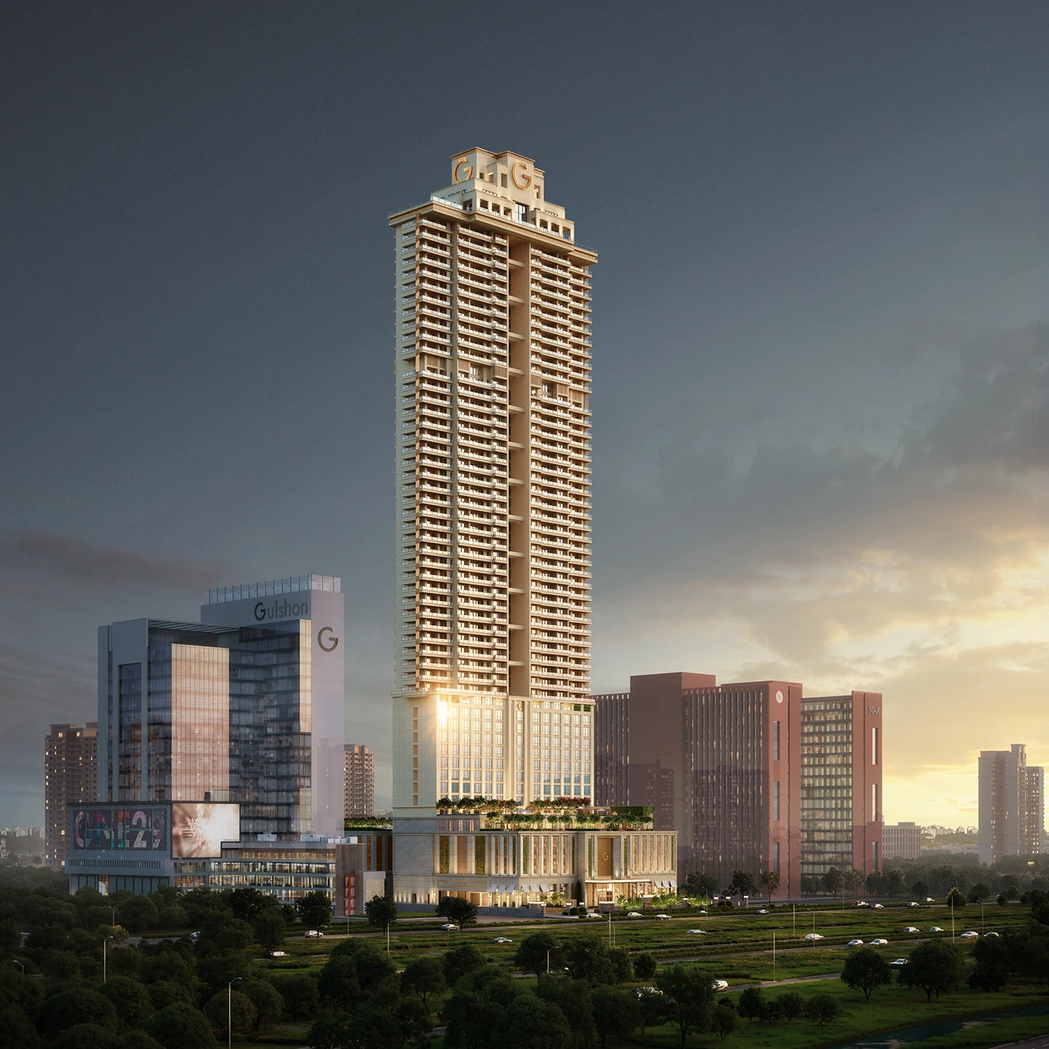 Luxury apartment living room with premium interior styling